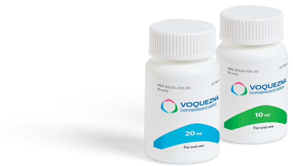 VOQUEZNA® (vonoprazan) 20 mg and 10 mg bottles